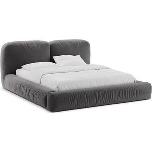 Šedá čalouněná dvoulůžková postel s úložným prostorem s roštem 160x200 cm Martina – Micadoni obraz