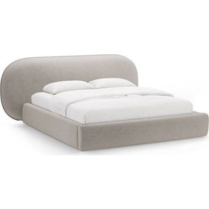 Béžová čalouněná dvoulůžková postel s úložným prostorem s roštem 200x200 cm Ovalo – Micadoni obraz