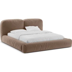 Světle hnědá čalouněná dvoulůžková postel s úložným prostorem s roštem 180x200 cm Martina – Micadoni obraz