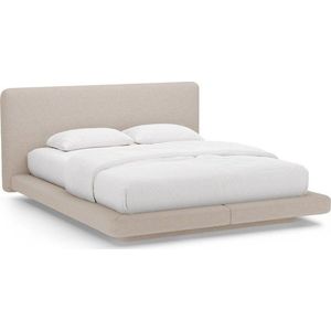 Světle hnědá čalouněná dvoulůžková postel 140x200 cm Linea – Micadoni obraz