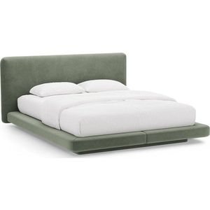 Zelená čalouněná dvoulůžková postel 200x200 cm Linea – Micadoni obraz