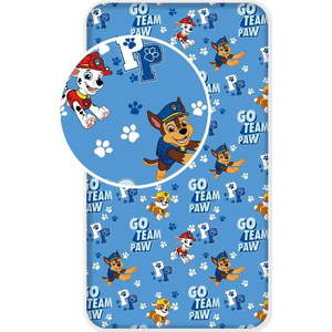 Modré napínací bavlněné dětské prostěradlo 90x200 cm Paw Patrol – Jerry Fabrics obraz