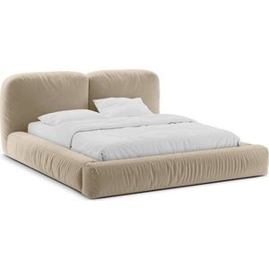 Béžová čalouněná dvoulůžková postel s úložným prostorem s roštem 180x200 cm Martina – Micadoni obraz