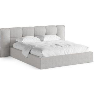 Šedá čalouněná dvoulůžková postel s úložným prostorem s roštem 180x200 cm Eric – Micadoni obraz