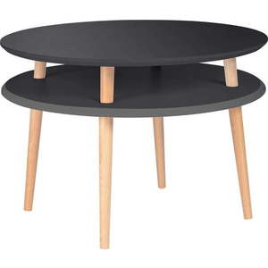 Grafitově šedý konferenční stolek s přírodními nohami Ragaba UFO, Ø 70 cm obraz