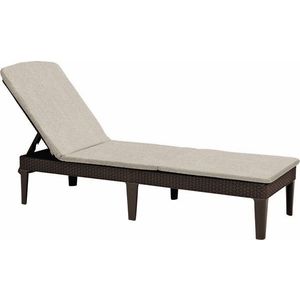 Béžové plastové/polstrované polohovací zahradní lehátko Jaipur – Keter obraz