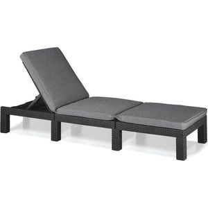Tmavě šedé polstrované/z umělého ratanu polohovací zahradní lehátko Daytona – Keter obraz