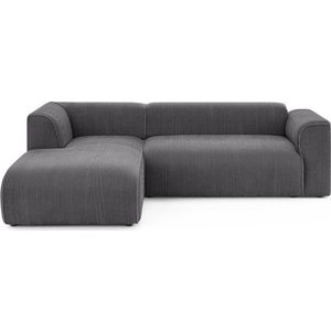 Tmavě šedá manšestrová rohová pohovka (levý roh/s lenoškou) Merid – Ropez obraz