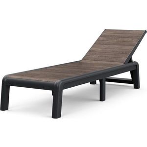 Tmavě hnědé plastové polohovací/skládací zahradní lehátko Deco Porto – Keter obraz