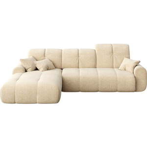 Béžová rohová pohovka z textilie bouclé (levý roh/s lenoškou) Tous - II. jakost – devichy obraz