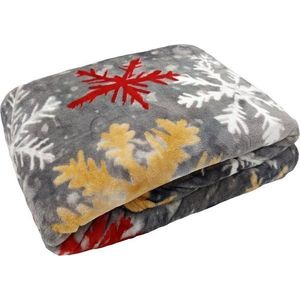 Šedá deka s vánočním motivem z mikroplyše 150x200 cm Polar Flakes – My House obraz