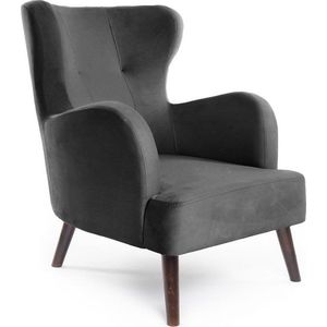 Tmavě šedé sametové křeslo ušák Noemye – Bonami Selection obraz
