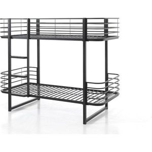 Černá kovová patrová dětská postel s roštem 90x200 cm Oscar – Vipack obraz