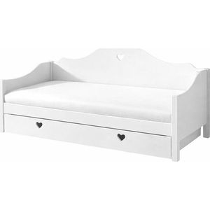 Bílá dětská postel z borovicového dřeva s výsuvným lůžkem s úložným prostorem 90x200 cm AMORI – Vipack obraz