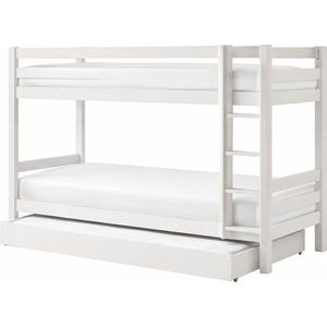 Bílá patrová/s výsuvným lůžkem dětská postel z borovicového dřeva s úložným prostorem 90x200 cm PINO – Vipack obraz