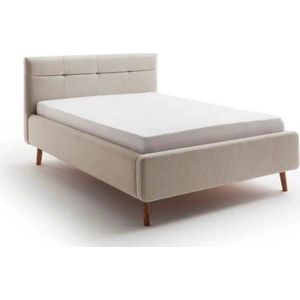 Béžová čalouněná dvoulůžková postel s úložným prostorem s roštem 140x200 cm Lotte – Meise Möbel obraz