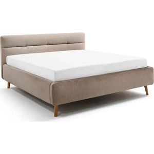 Béžová čalouněná dvoulůžková postel s úložným prostorem s roštem 180x200 cm Lotte – Meise Möbel obraz
