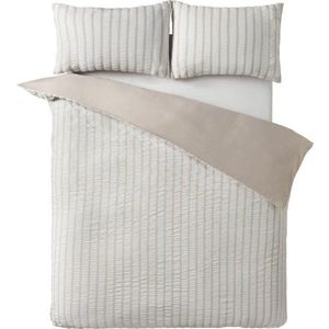 Béžové povlečení na jednolůžko 135x200 cm So Soft Seersucker Stripe – Catherine Lansfield obraz