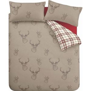 Béžové 3dílné povlečení na dvoulůžko/prodloužené 230x220 cm Stag – Catherine Lansfield obraz
