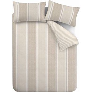 Béžové 3dílné povlečení na dvoulůžko 200x200 cm Banded Stripe – Catherine Lansfield obraz