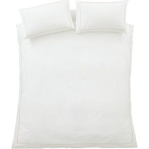 Bílé/béžové povlečení na jednolůžko z bavlněného perkálu 135x200 cm Contrast Trim – Bianca obraz