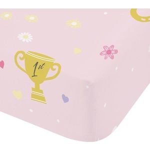 Růžové napínací dětské prostěradlo na jednolůžko 90x190 cm Happy Horses – Catherine Lansfield obraz