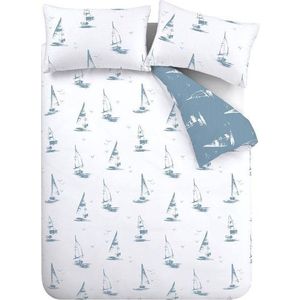 Modré 3dílné povlečení na dvoulůžko 200x200 cm Salcombe Boats – Catherine Lansfield obraz