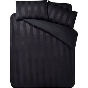 Černé saténové povlečení na jednolůžko 135x200 cm So Soft Satin Stripe – Catherine Lansfield obraz