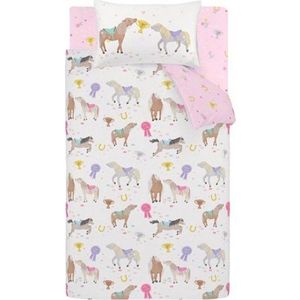 Růžové/krémové 3dílné dětské povlečení na dvoulůžko 200x200 cm Happy Horses – Catherine Lansfield obraz