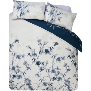 Tmavě modré/krémové povlečení na jednolůžko 135x200 cm Kyoto Floral – Catherine Lansfield obraz
