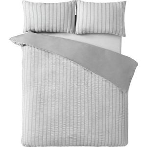 Šedé 3dílné povlečení na dvoulůžko 200x200 cm So Soft Seersucker Stripe – Catherine Lansfield obraz