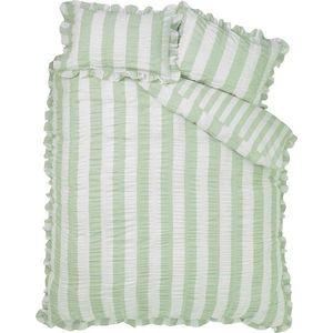 Zelené 3dílné povlečení na dvoulůžko 200x200 cm Seersucker Frill Stripe – Catherine Lansfield obraz