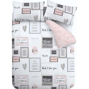 Bílé/růžové povlečení na dvoulůžko/prodloužené 230x220 cm Sleep Dreams – Catherine Lansfield obraz