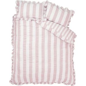 Růžové 3dílné povlečení na dvoulůžko 200x200 cm Seersucker Frill Stripe – Catherine Lansfield obraz