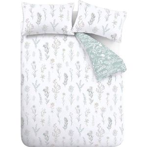 Bílé/zelené 3dílné povlečení na dvoulůžko/prodloužené z bavlněného perkálu 230x220 cm Wild Flowers – Bianca obraz