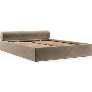 Světle hnědá čalouněná dvoulůžková postel s úložným prostorem s roštem 200x200 cm Solvo – Maison de Rêve obraz