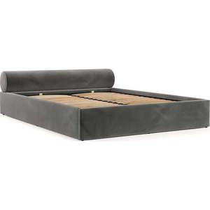 Tmavě šedá čalouněná dvoulůžková postel s úložným prostorem s roštem 180x200 cm Solvo – Maison de Rêve obraz