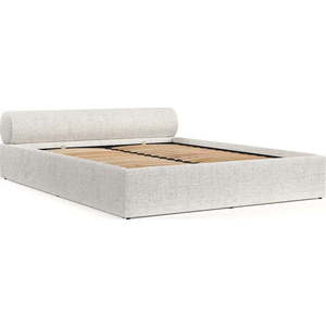 Krémová čalouněná dvoulůžková postel s úložným prostorem s roštem 180x200 cm Solvo – Maison de Rêve obraz