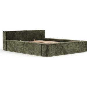 Tmavě zelená čalouněná dvoulůžková postel s úložným prostorem s roštem 140x200 cm Voliera – Maison de Rêve obraz