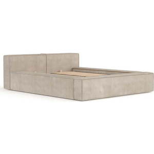 Béžová čalouněná dvoulůžková postel s úložným prostorem s roštem 180x200 cm Voliera – Maison de Rêve obraz