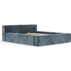 Šedomodrá čalouněná dvoulůžková postel s úložným prostorem s roštem 200x200 cm Voliera – Maison de Rêve obraz