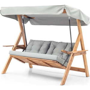 Dřevěná zahradní houpačka v šedo-přírodní barvě Galata – Floriane Garden obraz