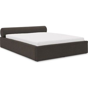 Tmavě šedá čalouněná dvoulůžková postel s úložným prostorem s roštem 160x200 cm Cille – Ropez obraz