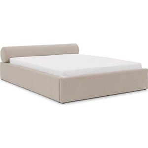 Béžová čalouněná dvoulůžková postel s úložným prostorem s roštem 160x200 cm Cille – Ropez obraz