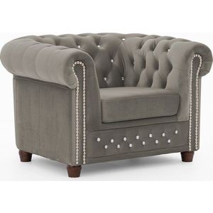 Šedé sametové křeslo chesterfield York Blik – Ropez obraz