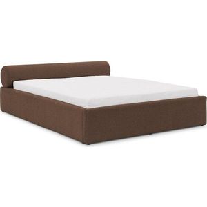 Hnědá čalouněná dvoulůžková postel s úložným prostorem s roštem 160x200 cm Cille – Ropez obraz