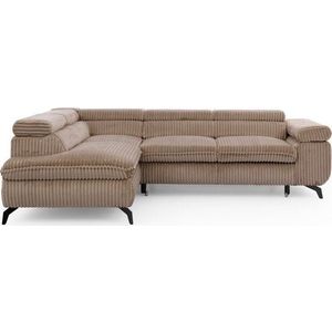 Hnědá manšestrová rohová pohovka (levý roh/do L) Marbeya – Ropez obraz