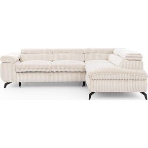 Krémová manšestrová rohová pohovka (pravý roh/do L) Marbeya – Ropez obraz