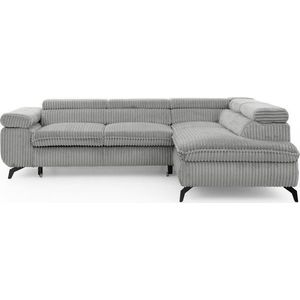 Světle šedá manšestrová rohová pohovka (pravý roh/do L) Marbeya – Ropez obraz