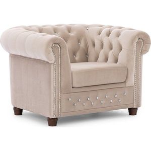 Béžové sametové křeslo chesterfield York Blik – Ropez obraz